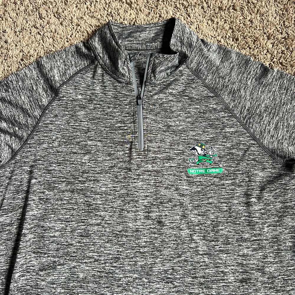 Under Armour Pullover Q-Zip Shirt Notre Dame Fighting Irish Large Gray Golf